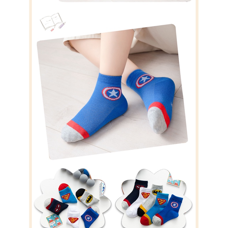 KAOS KAKI ANAK LAKI LAKI KARAKTER SUPERMAN SUPER HERO SOCK KIDS FASHION KOREA USIA 3-12 TAHUN Y12