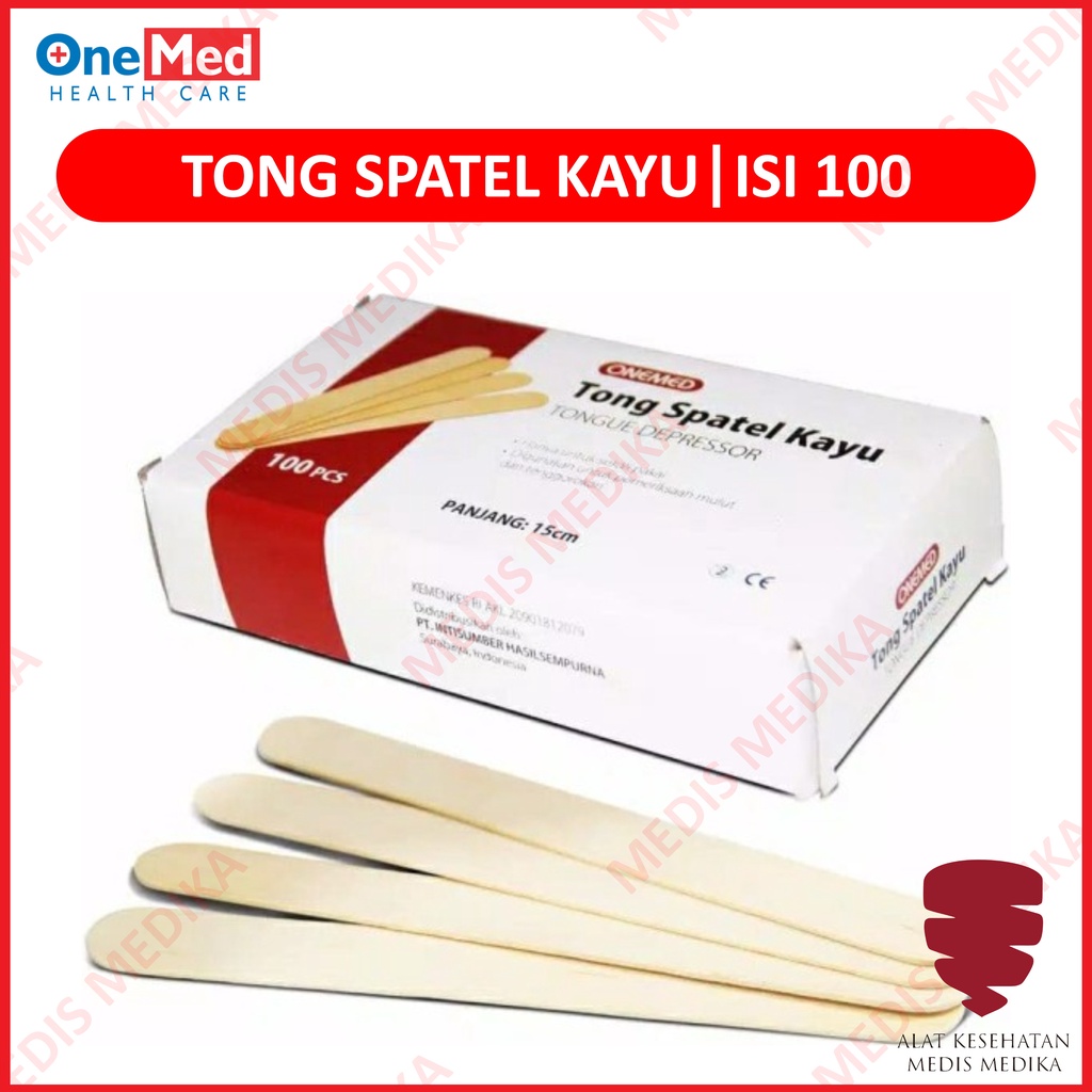 Tong Spatel Kayu OneMed Sudip Lidah Wooden Tongue Depressor Spatula Sundip Lidah Disposable Isi 100