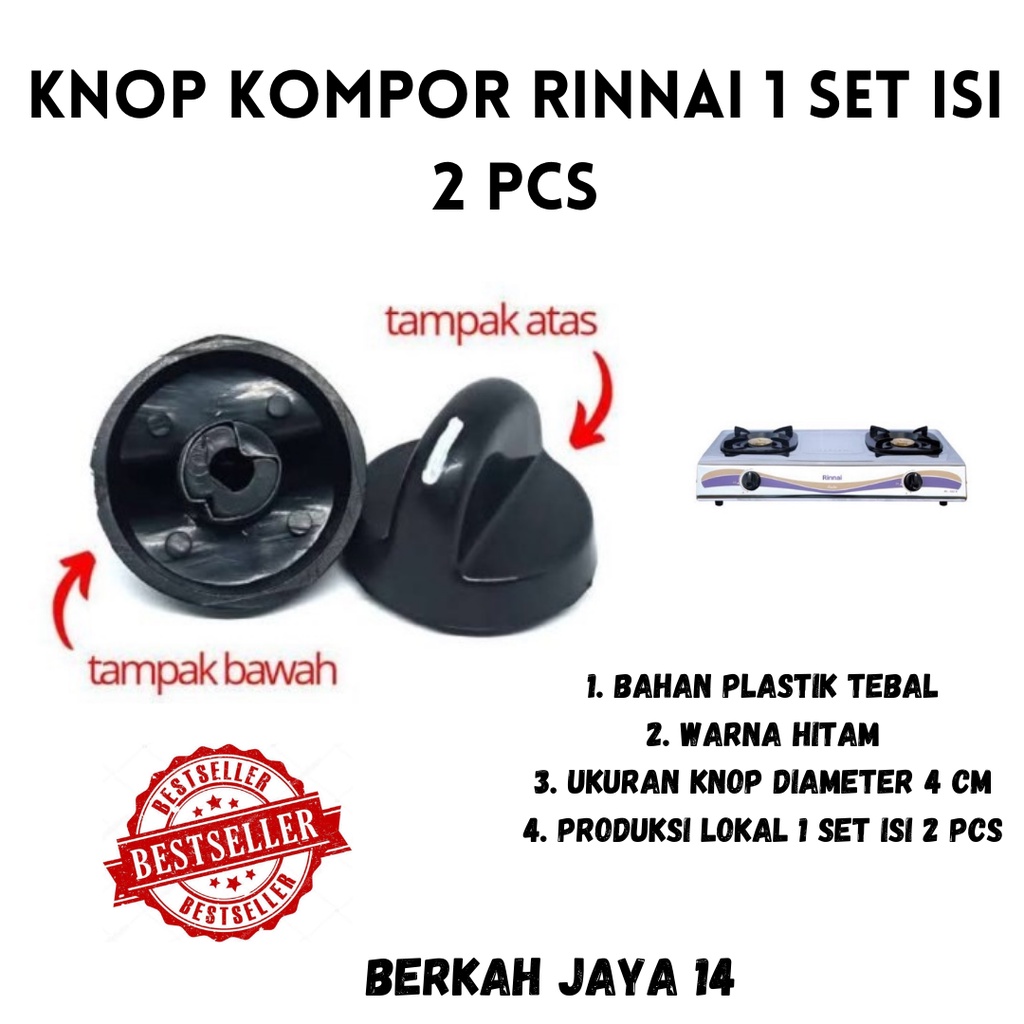 KNOP KOMPOR RINNAI 1 SET ISI 2 PCS BAHAN PLASTIK TEBAL HARGA MURAH BARANG BERKUALITAS PROMO DISKON TERLARIS