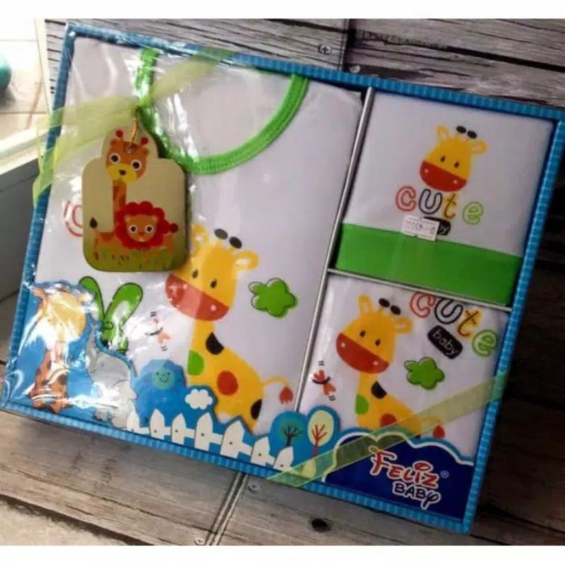 BABY GIFT SET FELIZ BIRU-BABY SET FELIZ BIRU-BABY SET BAJU DUS FELIZ BIRU-KADO BAJU BAYI BARU LAHIR