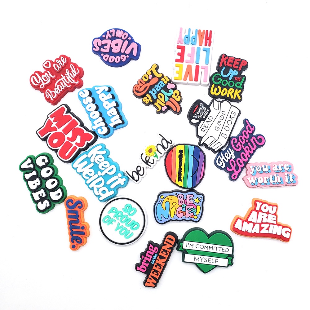 Charms Sepatu Motivasional Phrases jibbitz crocs Untuk Aksesoris Pesta Anak