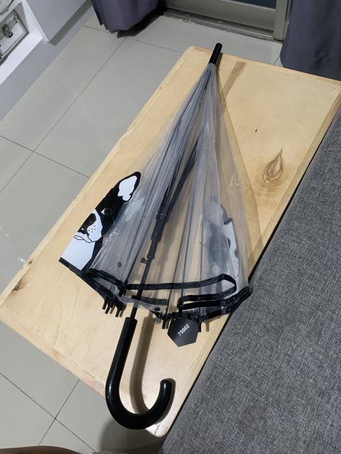 Payung Tongkat Transparant Mangkok  Motif Anjing Kucing - 75002