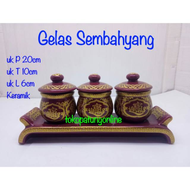 Gelas Sembahyang Set 3 Cau Cai Tutup