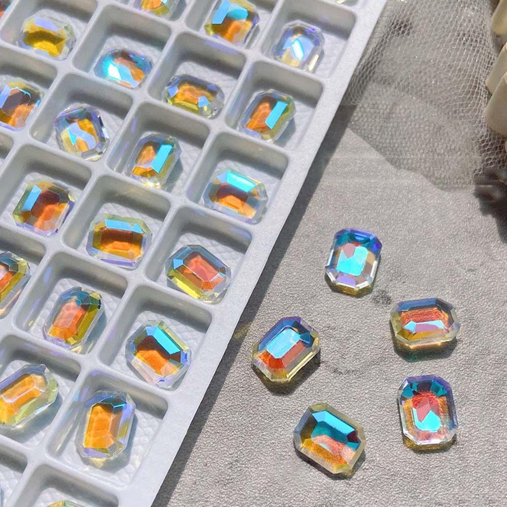 Mxbeauty Jantung Kuku Rhinestones Fashion Shiny Manicure Nail Aksesoris Set Square Nail Charms Warna Champagne 3D Hiasan Kuku
