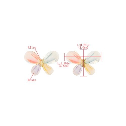 LRC Anting Tusuk Fashion Resin Butterfly Flower Alloy Earrings K64239