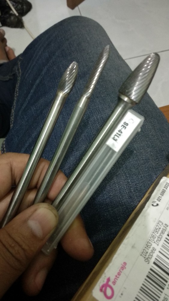 Mata Tuner. Cuner. Porting Batang 6mm Long. Kepala 5mm Runcing Mata Searah Tungsten Carbide