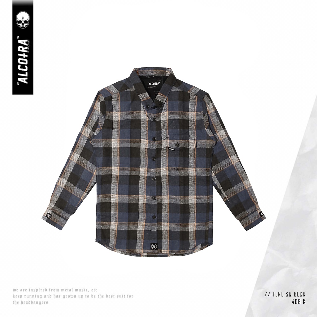 FLANEL SQ BLCR // FLANEL SQUARE BLUE CREAM KANTONG SATU