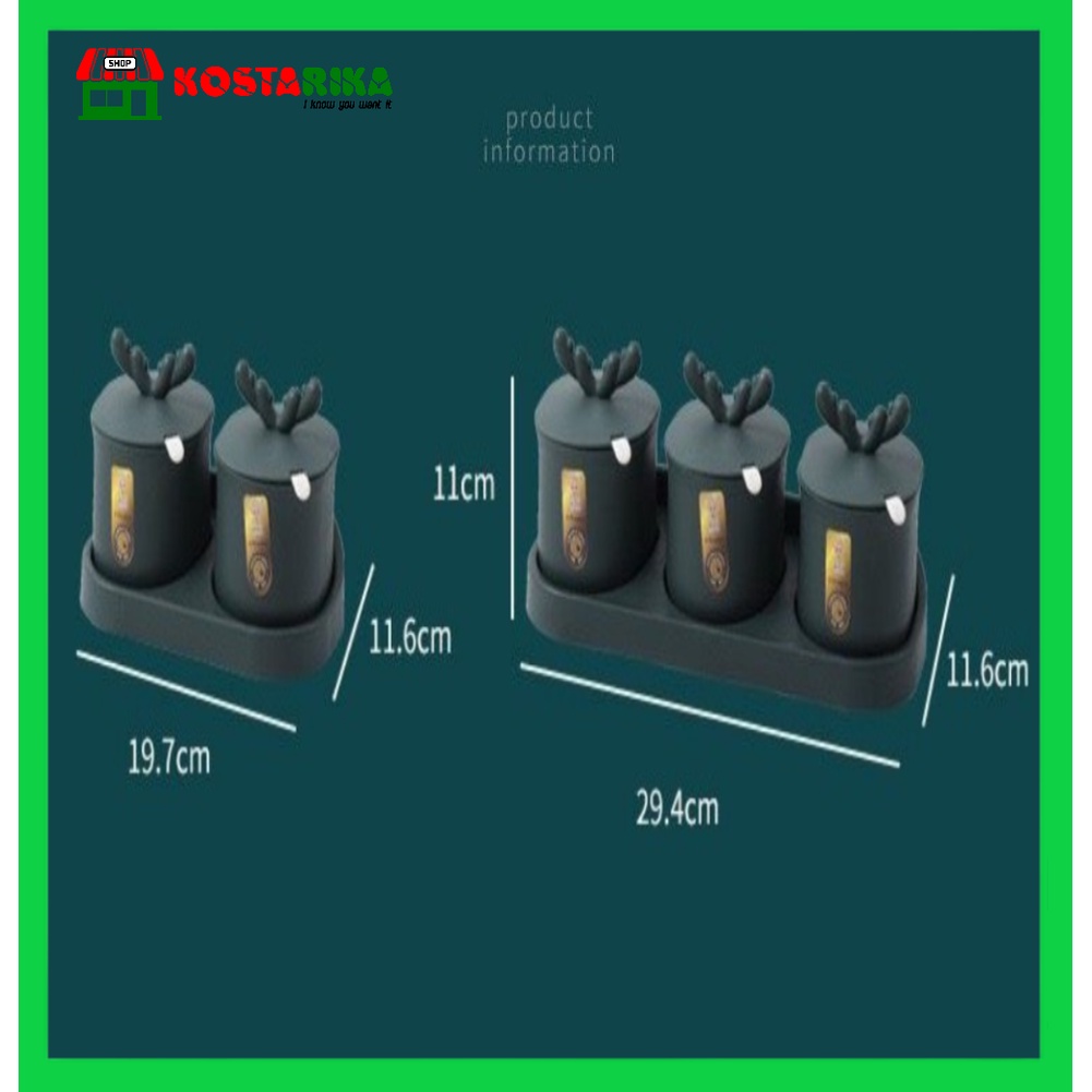 KOSTARIKA Rak Tempat Penyimpanan Bumbu Dapur Minimalis Plastik Set 4 Cup MODEL TANDUK RUSA