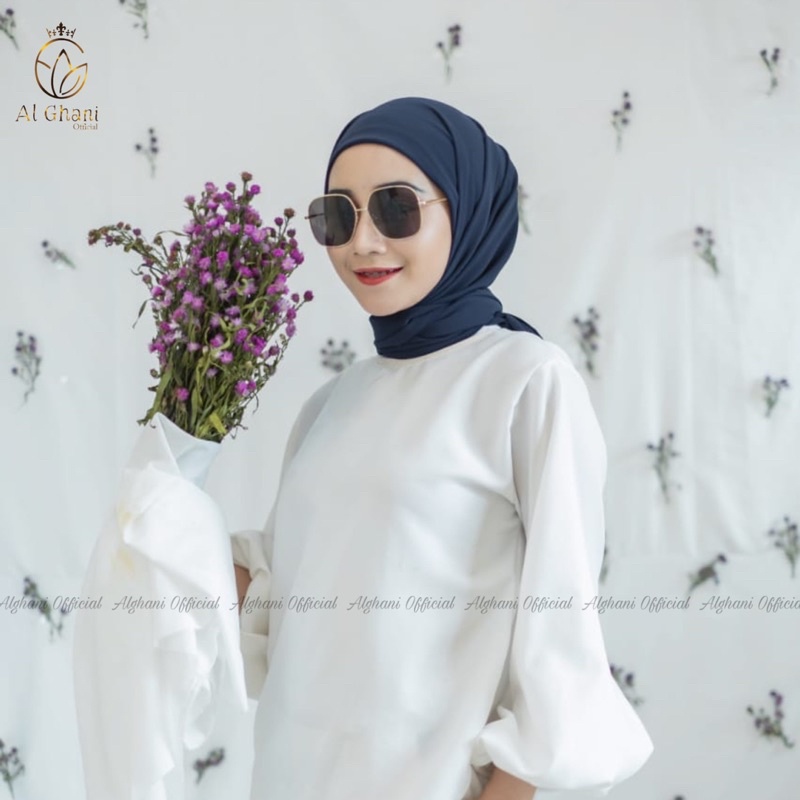 ALGHANI - HIJAB SEGIEMPAT INSTAN PLUS INNER 2IN1 SEGITIGA INSTAN INNER CERUTY BABYDOLL 120CM X 120CM