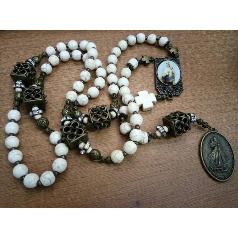 Rosario Koronka Kerahiman Ilahi bergaya vintage batu Pyrus