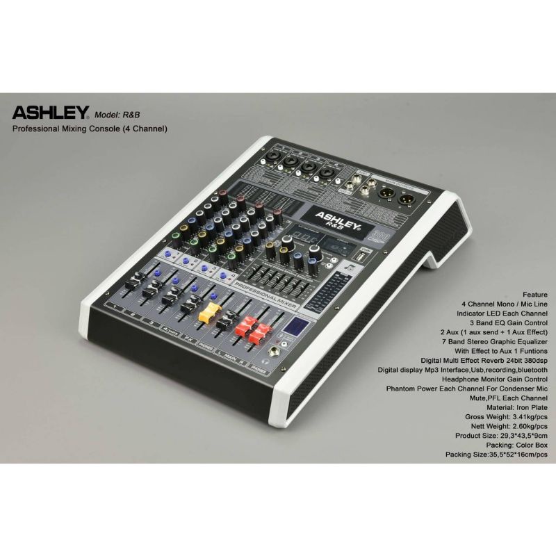 Mixer Audio Ashley R&B 4 Original RNB 4 Channel Bluetooth - USB