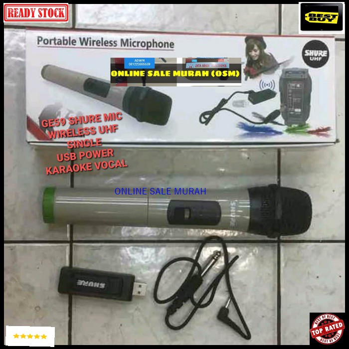 G59 Shure mic microphone mikrophone wireles wireless uhf single profesional pro vocal vokal Handheld TUNGGAL mikrofon karaoke audio sound system panggung dj studio G59   BISA DIGUNAKAN SEGALA JENIS AUDIO  BISA JG BUAT YOUTUBER TINGGAL BELI SPLITTER NYA AJ