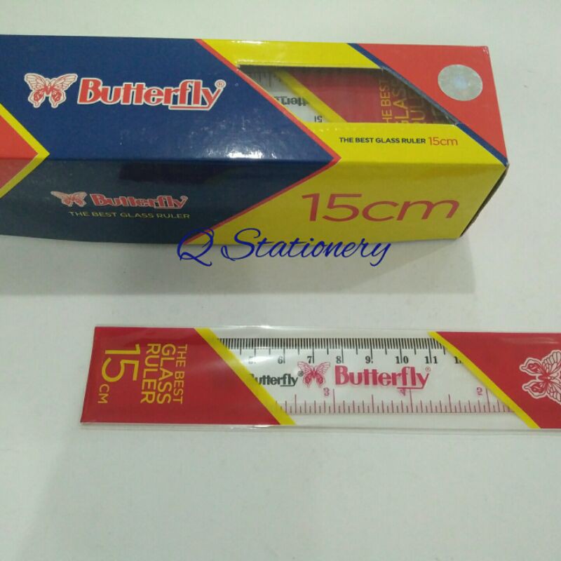 

Penggaris plastik mika bening 15 cm Butterfly