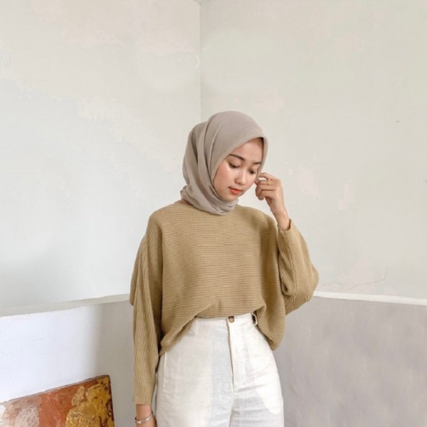 Sweater batwing rajut kalong lasperal -indy batwing - pakaian rajut