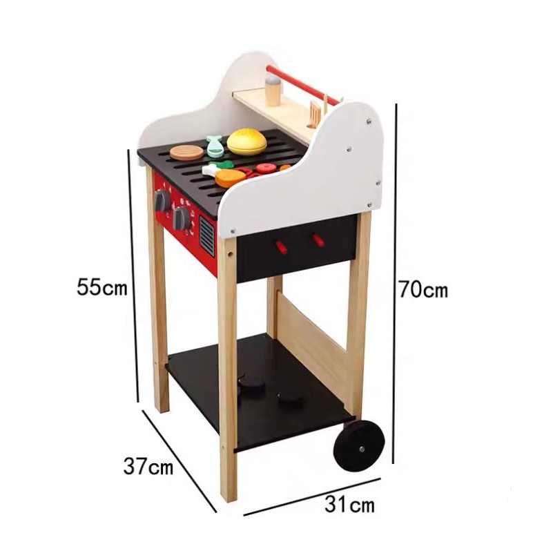 Preloved Barbecue games / BBQ playset / mainan panggang memanggang grill wooden toys mainan kayu