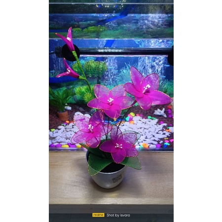 Bunga stocking hias meja dinding sudut