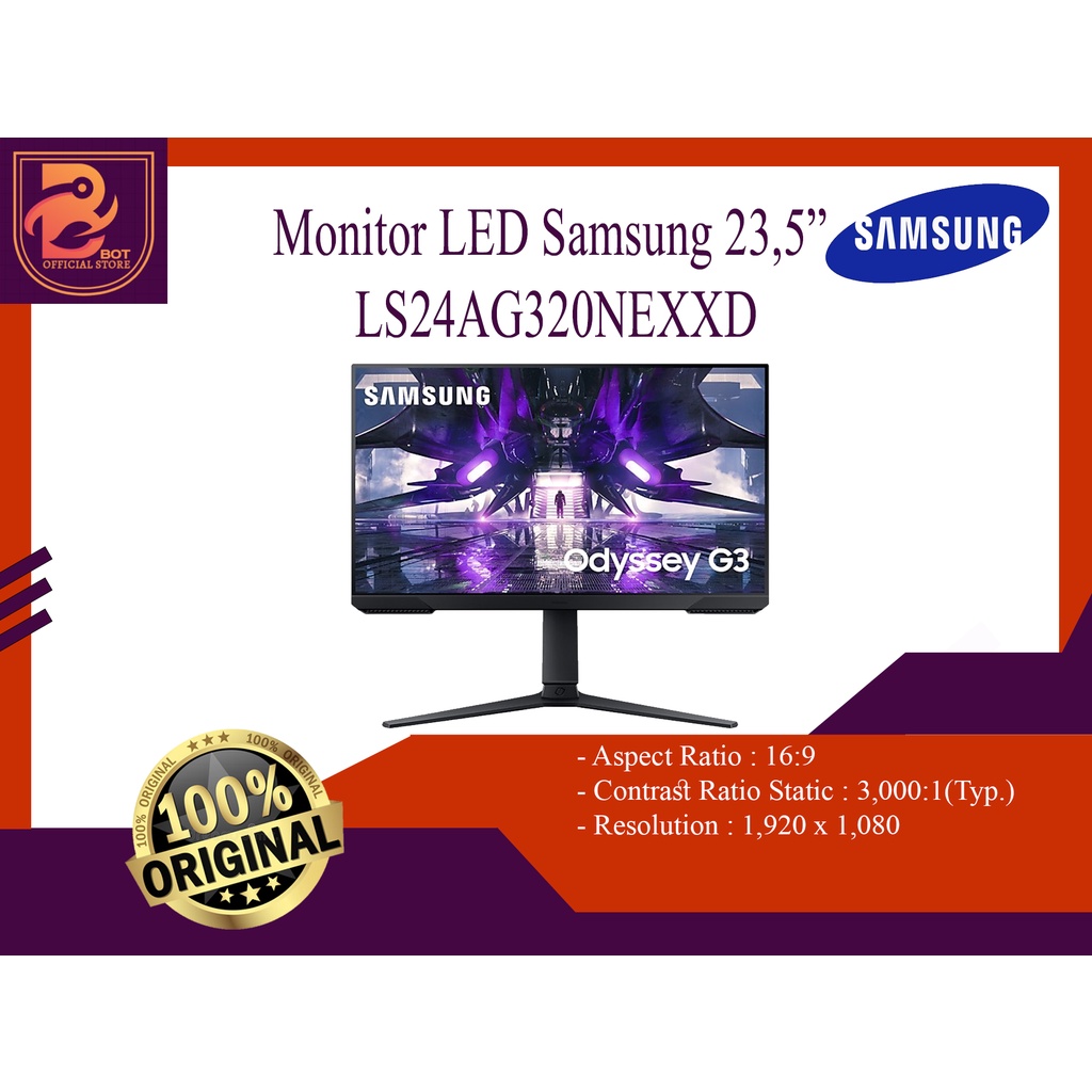 Samsung Odyssey G3 S24AG320 24 Inch Gaming Monitor - MONITOR SAMSUNG