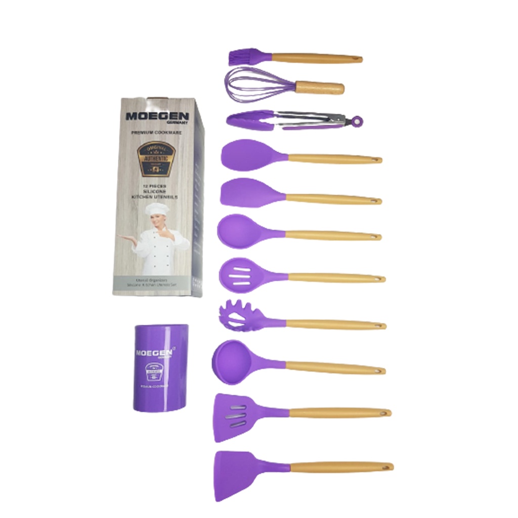 12 pcs MOEGEN silicone kitchen utensils set / spatula silicone / sodet silicone / utensils turner