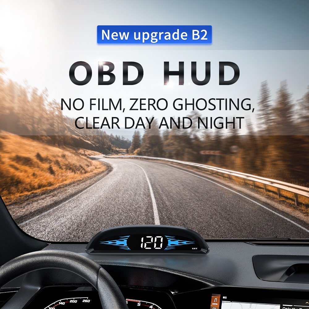 B2 Head Up Displayhud OBD Mobil Dengan Speedometer Peringatan Kecepatan