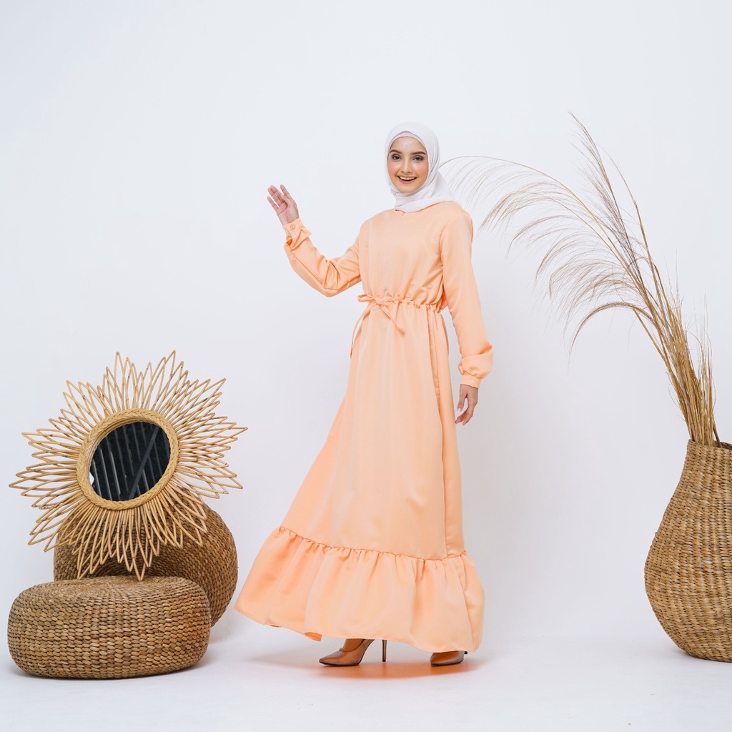 Grosir Baju Gamis Wanita Muslim Melani Dress Peach