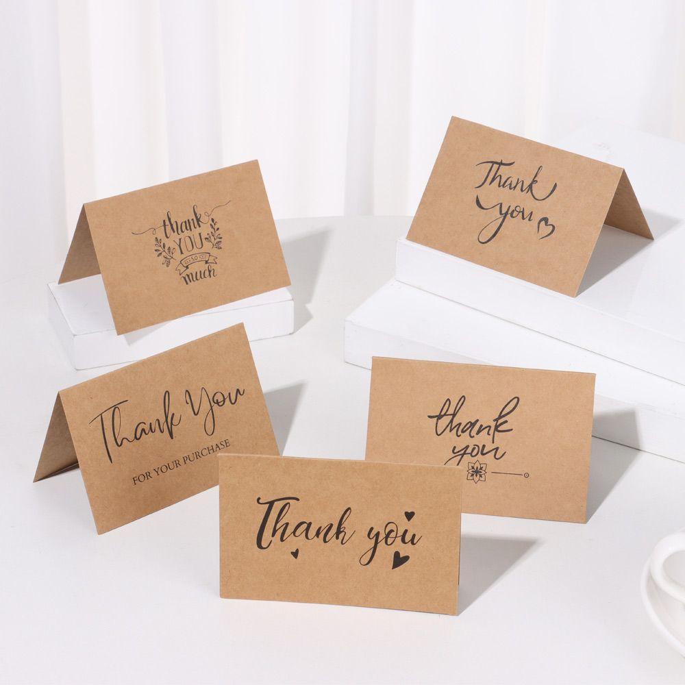 Solighter 10pcs &quot;Terima Kasih&quot; Postcards Packet Kraft Paper Label Card Tag Ucapan Vintage Cardstock