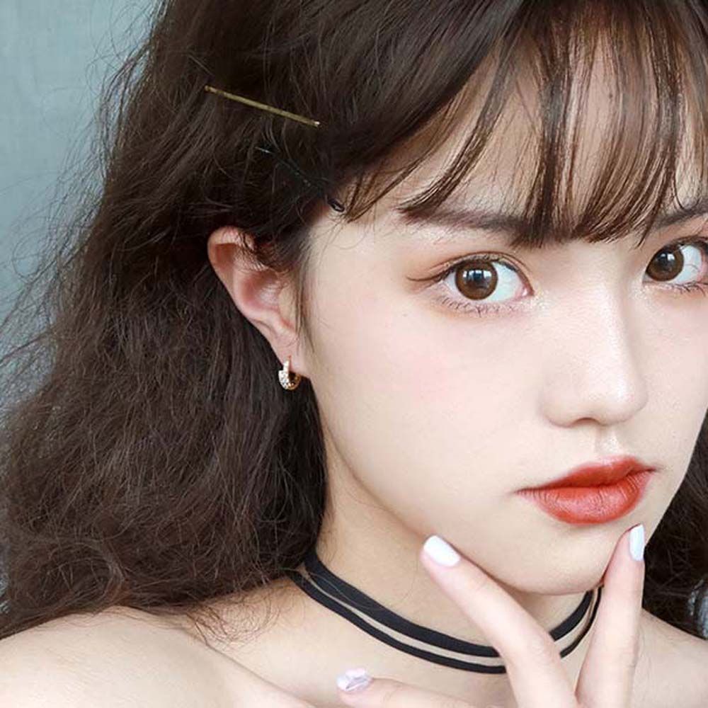 Anting Stud Berlian Imitasi Bentuk Bulat Minimalis Gaya Korea Untuk Wanita