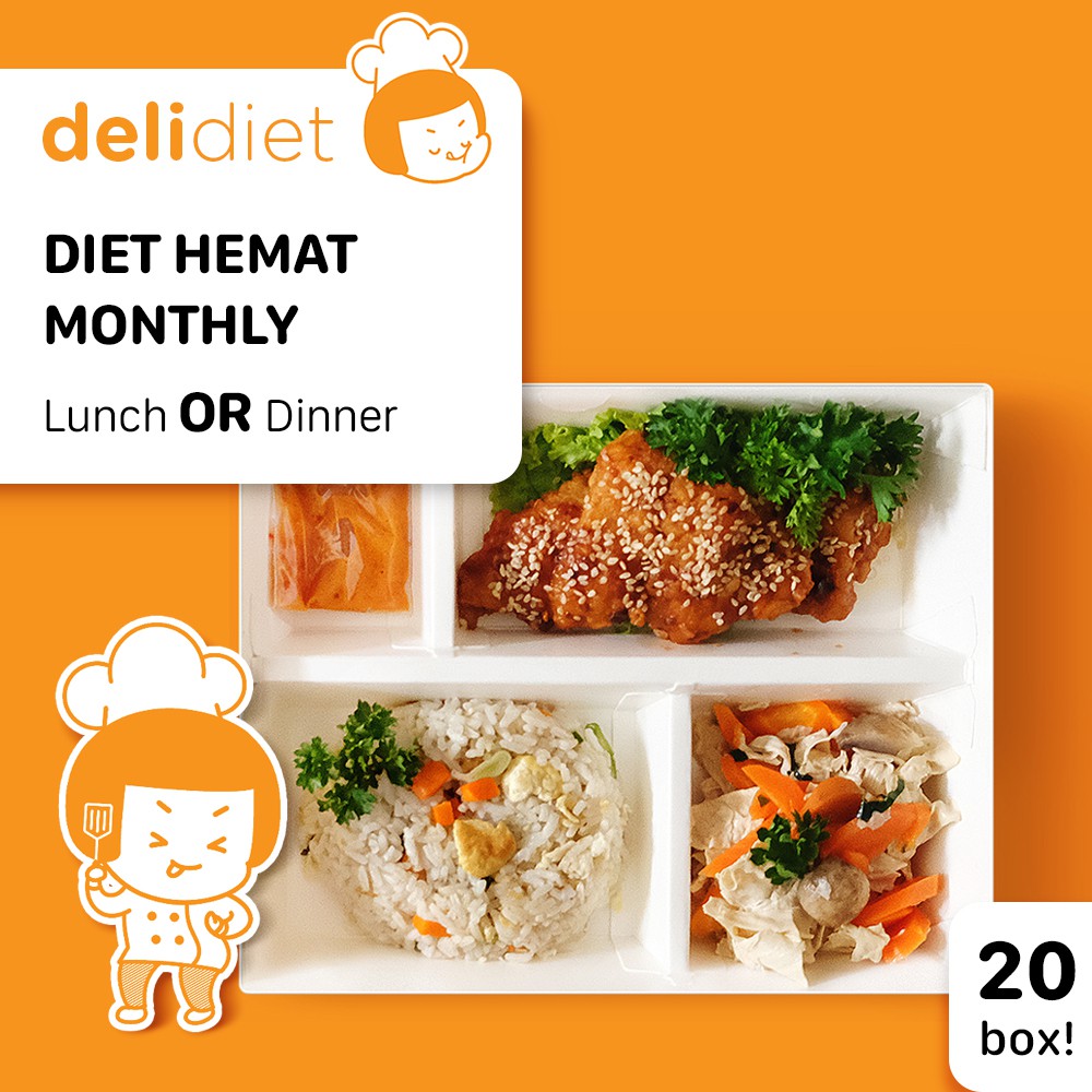 

DeliDiet Paket MONTHLY Lunch OR Dinner (20 box-20 days) Katering Program Diet TerENAK HEMAT EFEKTIF