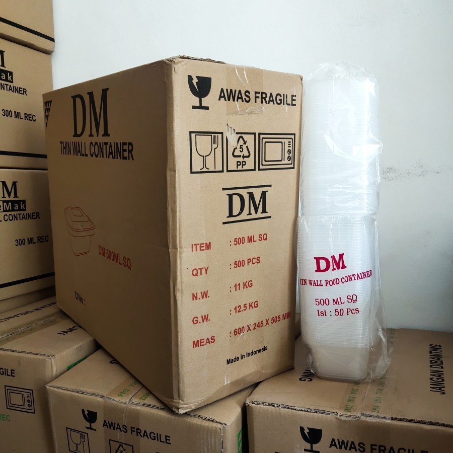 THINWALL DM SQUARE 500 ML SQ - PERSEGI TINGGI 500ML SQ - ISI 500 SET