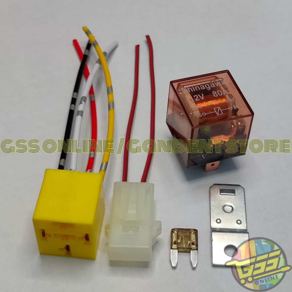 Paket lengkap Relay 4 kaki 12v 80a kaki 4 socket relay kaki 4 dan rumah sekring mini DX BONUS FUSE