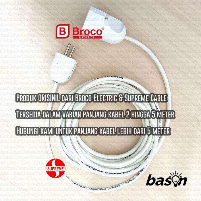 BROCO Extension Cable - Sambungan Kabel Listrik Arde 6A SUPREME 3x0.75