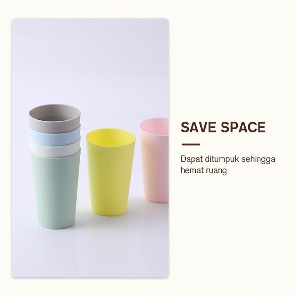 Samono Gelas Minum Plastik Set 6Pcs Warna Warni BPA Free Reuseable