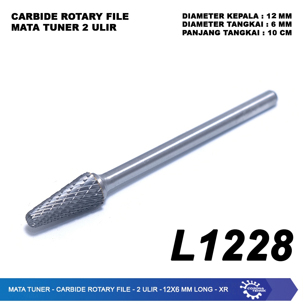 2 Ulir - 12x6 mm Long - XR - Mata Tuner Carbide Rotary File