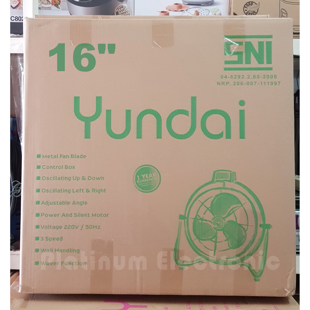 Kipas Angin Besi 16" YUNDAI 16R Floor Fan + Remote Control / Wall Fan 16 inch / 16 inci