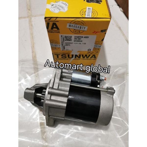 Dinamo starter komplit hyundai accent body kecil merk lucas 8t 0.8kw