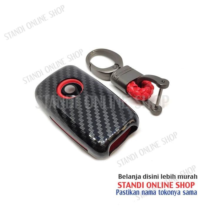 Cover Flip Key Sarung Kunci VW Polo Golf Tiguan Carbon Merah