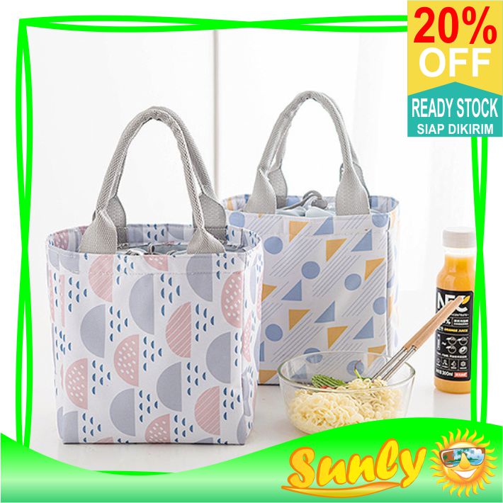 ☀ Sunly ☀ A163 Tas Bekal Pattern Modern Lunch Cooler Bag Salur Makanan Aluminium Kotak Makan Import