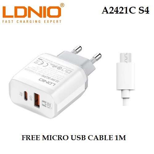 89 LDNIO A2421C S4 - Dual USB Charger QC 3.0 PD 22.5W - Micro USB Cable