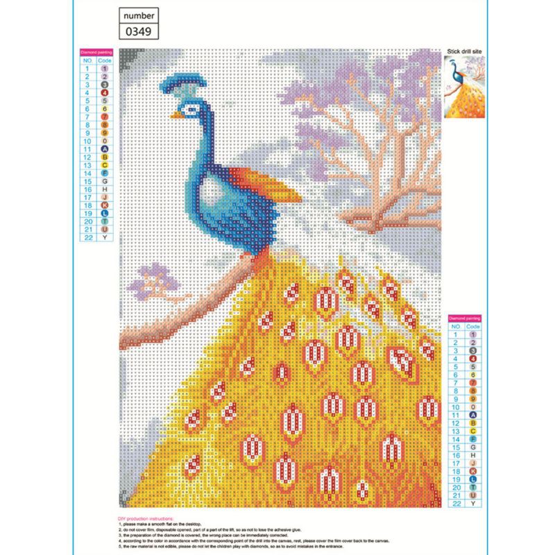 Diy Lukisan Diamond 5d Dengan Gambar Burung Merak Dan Hiasan