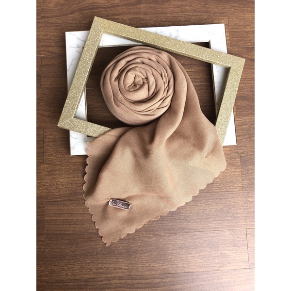 Part 1 Voal Arabian Jilbab Polos Sahara Hijab Segiempat-Latte