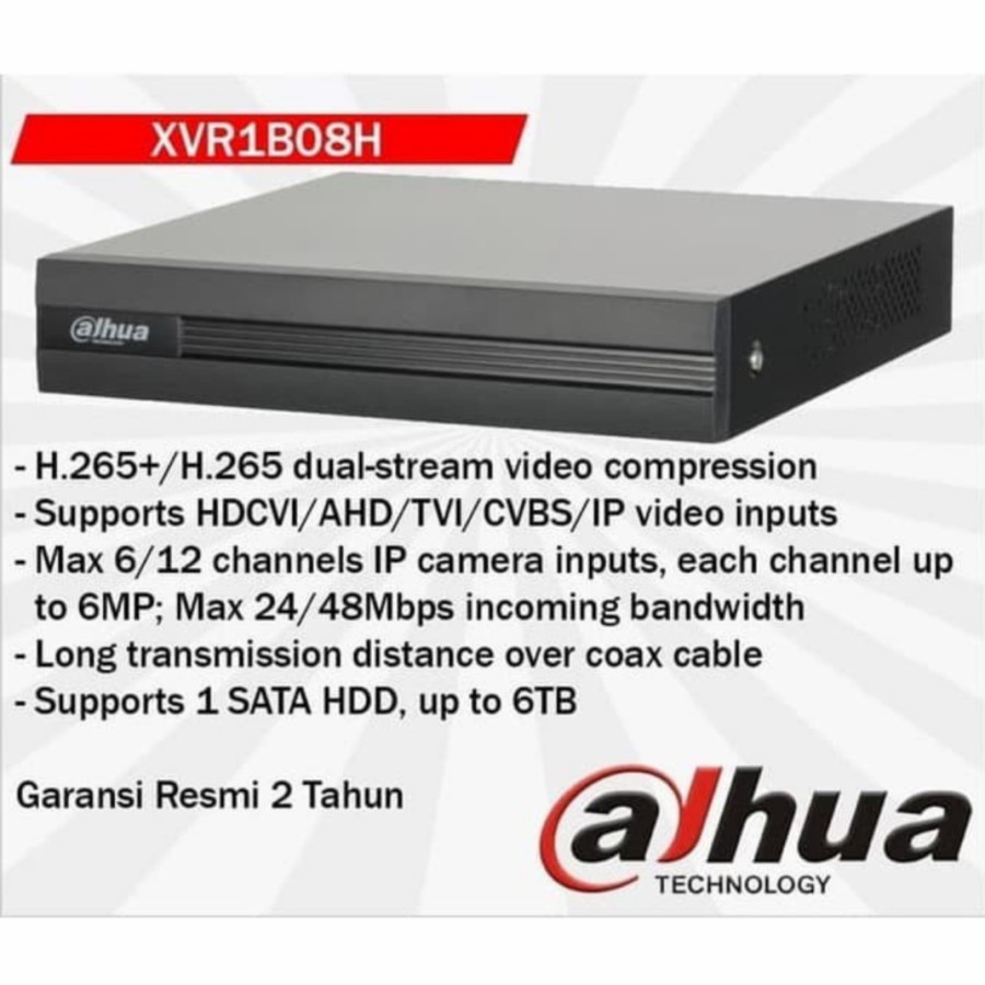 Dvr Dahua 8 Channel XVR1B08H-I Cooper Series 5MP-N