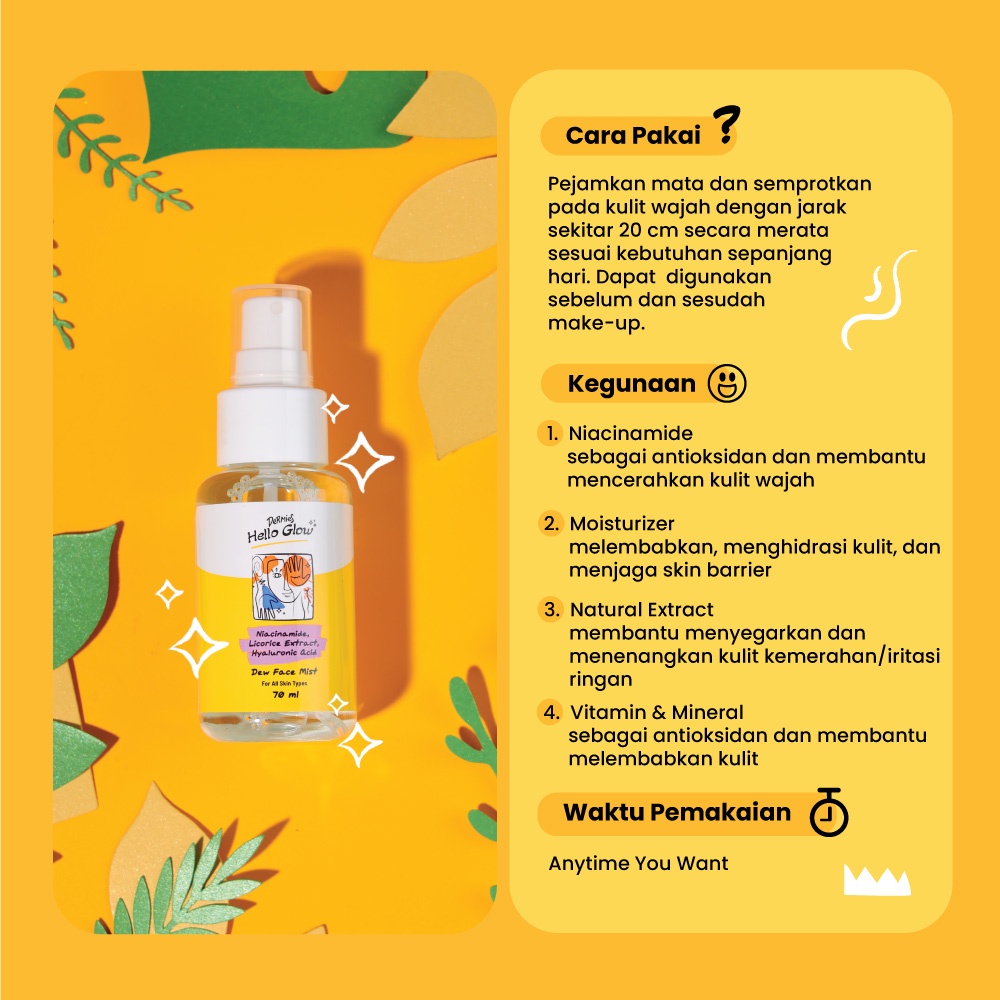 Dermies Hello Glow Face Mist - Pencerah Wajah + Niacinamide