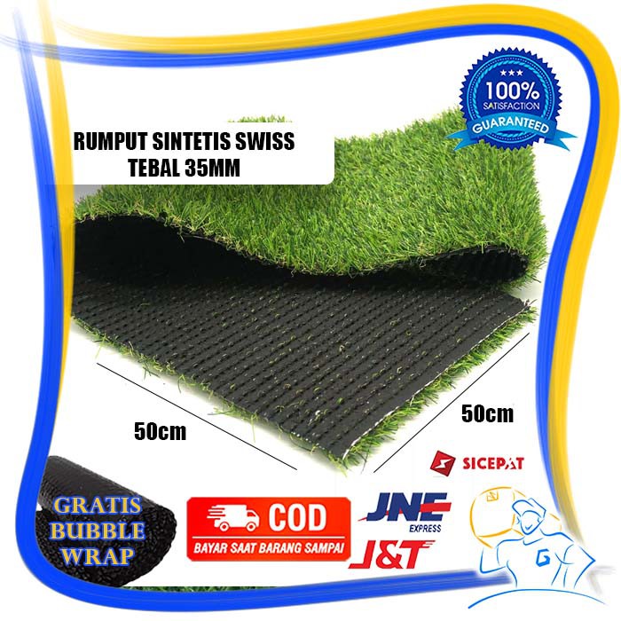 Karpet Rumput Sintetis Palsu Untuk Dekorasi Taman Balkon Outdoor Ukuran 50x50cm Ketebalan 35mm Murah