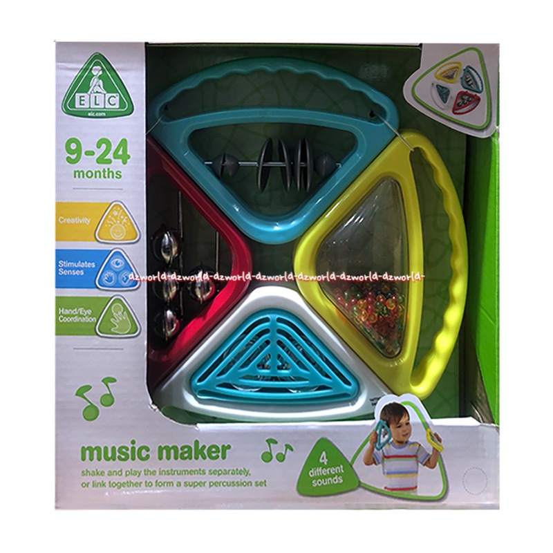 ELC Music Maker Shake And Play Instrument Mainan Musik Untuk Bayi 4pcs Diferent Sounds Tamborin Kecrik Kecrik Krincring Ngamen