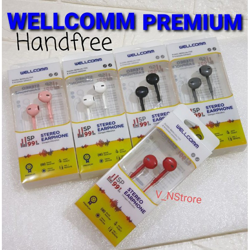WELLCOMM HEADSET SP13 / SP 99 EXTRABASS | EARPHONE STEREO WELLCOMM HIGHQUALITY ORIGINAL