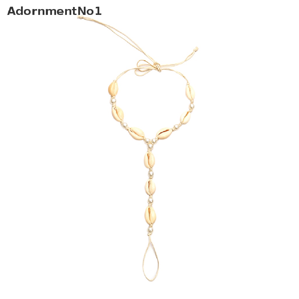 (AdornmentNo1) Gelang Kaki / Cincin Rantai Aksen Mutiara + Kerang Untuk Perhiasan Wanita / Pantai