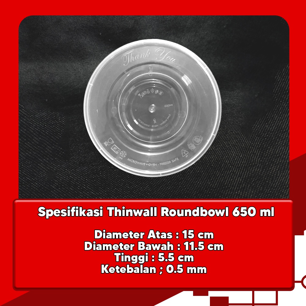 THINWALL MANGKOK BULAT 650ML - MANGKUK PLASTIK 650 ML MURAH