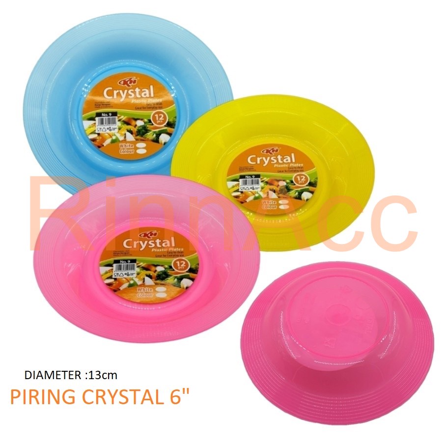 Piring Plastik Solid 6 7 8 Warna-Warni CRYSTAL KH 6&quot; 7&quot; 8&quot; 9&quot; Inch Warna