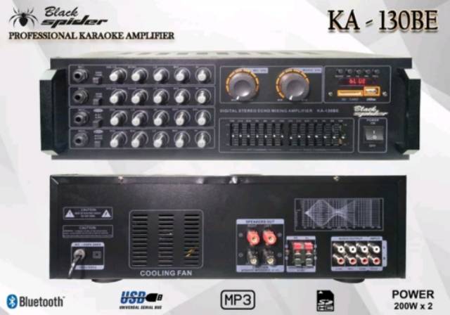 Power Mixer 4 Channel Blackspider Ka130BE Usb Sd Bluetooth Baru