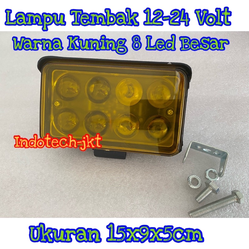 Lampu Tembak Mobil Motor Truk 12-24 Volt 8 Led Kuning JUMBO