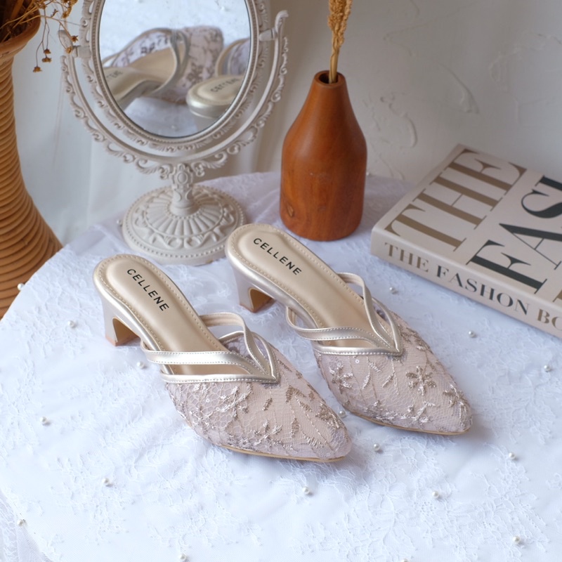 𝗖𝗘𝗟𝗟𝗘𝗡𝗘 Jianya Lace Heels / wedding shoes sepatu pengantin brukat 5cm